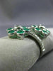 ESTATE EXTRA LARGE 2.29CT DIAMOND & AAA EMERALD 18KT WHITE GOLD FLOWER LOVE RING