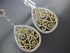 ESTATE LARGE 2.11CT DIAMOND 18KT 2 TONE GOLD FILIGREE TEAR DROP HANGING EARRINGS