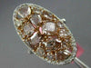 ESTATE LARGE 5.02CT WHITE & PINK DIAMOND 18KT GOLD MULTI SHAPE OVAL CLUSTER RING