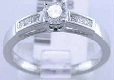 ESTATE .50CT DIAMOND 14KT WHITE GOLD 3D ROUND & PRINCESS CLASSIC ENGAGEMENT RING