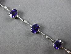 6.42CT DIAMOND & AAA AMETHYST 14K WHITE GOLD OVAL & ROUND BAMBOO TENNIS BRACELET