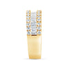 WIDE 1.25CT DIAMOND 18KT YELLOW GOLD 3D ROUND & BAGUETTE 3 ROW ANNIVERSARY RING