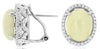 4.48CT DIAMOND & AAA OPAL 14KT WHITE GOLD OVAL & ROUND CLIP ON HANGING EARRINGS