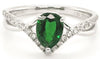 1.30CT DIAMOND & AAA TSAVORITE 18KT WHITE GOLD PEAR SHAPE & ROUND INFINITY RING