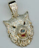 LARGE 4.45CT WHITE & BLACK DIAMOND & AAA RUBY 14KT WHITE GOLD HAPPY WOLF PENDANT