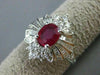 ESTATE LARGE 2.37CT DIAMOND & RUBY 18KT WHITE GOLD FLOWER ENGAGEMENT RING #25401