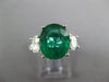 LARGE 5.07CT DIAMOND & AAA EMERALD 14K WHITE 3D GOLD OVAL ENGAGEMENT RING #27151