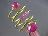 ESTATE LARGE 5.25CT RUBY 14KT YELLOW GOLD ROUND & PEAR SHAPE SNAKE FLEXIBLE RING