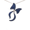 ESTATE 2.16CT AAA SAPPHIRE 18KT WHITE GOLD 3D BOW SHAPE FUN FLOATING PENDANT