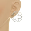 LARGE 1.77CT DIAMOND 18KT WHITE GOLD 3D FLOWER CIRCULAR SIDEWAY HANGING EARRINGS