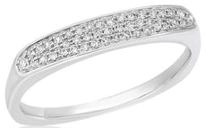 ESTATE .15CT DIAMOND 14KT WHITE GOLD 3D 3 ROW CLASSIC PAVE BAR RING