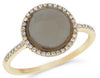 ESTATE 2.79CT DIAMOND & AAA SMOKY QUARTZ 14KT YELLOW GOLD ROUND HALO FUN RING