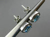 ESTATE 2.18CT DIAMOND & AAA BLUE TOPAZ 14KT WHITE GOLD SQUARE HALO STUD EARRINGS