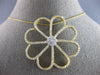 ESTATE EXTRA LARGE 2.85CT DIAMOND 18KT YELLOW GOLD FLOWER LOVE FLOATING PENDANT