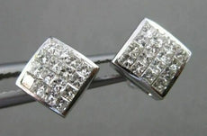 ESTATE .60CT PRINCESS CUT DIAMOND 14KT WHITE GOLD SQUARE EARRINGS AMAZING #21711