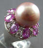 5.28CT DIAMOND & AAA PINK SAPPHIRE & PINK SOUTH SEA PEARL 18K WHITE GOLD 3D RING