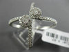 ESTATE LARGE .57CT DIAMOND 18K WHITE GOLD 3D CRISS CROSS DOUBLE FLOWER LOVE RING