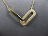 ESTATE LARGE .49CT DIAMOND 14K YELLOW GOLD 3D RECTANGULAR LOVE KNOT FUN NECKLACE