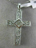 ESTATE LARGE .45CT DIAMOND 18KT WHITE GOLD CLASSIC FILIGREE CROSS PENDANT #6916