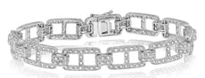 1.40CT DIAMOND 14KT WHITE GOLD 3D FILIGREE SQUARE RECTANGULAR ETERNITY BRACELET