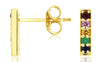 .16CT AAA MULTI COLOR SAPPHIRE 14KT YELLOW GOLD 3D CLASSIC BAR HANGING EARRINGS