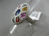 ESTATE LARGE 3.56CT DIAMOND & MULTI COLOR SAPPHIRE 18KT GOLD FILIGREE OVAL RING