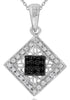 .32CT WHITE & BLACK DIAMOND 14KT WHITE GOLD GEOMETRICAL SQUARE FLOATING PENDANT