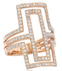 ESTATE LARGE .85CT DIAMOND 14KT ROSE GOLD 3D CLASSIC DOUBLE RECTANGULAR FUN RING