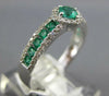 ESTATE .82CT DIAMOND & AAA EMERALD 14KT WHITE GOLD 3D ROUND SQUARE HALO FUN RING