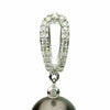 ESTATE .26CT DIAMOND & AAA PEARL 14K WHITE GOLD 3D BEZEL HUGGIE HANGING EARRINGS