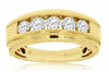 ESTATE 1CT ROUND DIAMOND 14KT WHITE GOLD 5 STONE CHANNEL UNISEX ANNIVERSARY RING