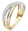 ESTATE .22CT DIAMOND 14KT TRI COLOR GOLD CRISS CROSS INFINITY LOVE RING