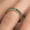 1.43CT AAA EMERALD 14KT YELLOW GOLD CLASSIC SHARED PRONG ETERNITY FUN LOVE RING