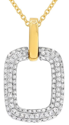 .27CT DIAMOND 14KT YELLOW GOLD 3D CLASSIC PAVE OPEN SQUARE FUN FLOATING PENDANT