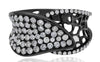ESTATE WIDE 1.03CT DIAMOND 18KT BLACK GOLD 3D DOUBLE LEAF CRISS CROSS FUN RING