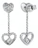 ESTATE .59CT DIAMOND 18KT WHITE GOLD SOLITAIRE DOUBLE HEART FUN HANGING EARRINGS