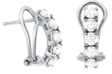 ESTATE 1.3CT DIAMOND 18KT WHITE GOLD 3D CLASSIC ROUND 5 STONE HANGING EARRINGS