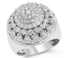 ESTATE LARGE 2.50CT DIAMOND 14KT WHITE GOLD 3D MULTI ROW CLUSTER MENS RING