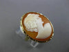 ESTATE 14KT YELLOW GOLD CAMEO RING. 3D OVAL HANDCRAFTED DIAMOND CUT DESIGN