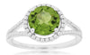 ESTATE 2.71CT DIAMOND & AAA PERIDOT 14KT WHITE GOLD CLASSIC ROUND HALO FUN RING