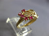 ESTATE .33CT DIAMOND & AAA RUBY 14K YELLOW GOLD 3D HAND HOLDING FLOWER LOVE RING