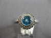 ESTATE 1.27CT DIAMOND & AAA BLUE TOPAZ 14KT WHITE GOLD 3D FILIGREE FLOWER RING
