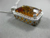 ESTATE LARGE 15.53CT DIAMOND & CITRINE 14KT WHITE GOLD 3D HALO FLOATING PENDANT