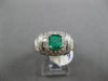 WIDE 1.66CT DIAMOND & AAA EMERALD PLATINUM ASSCHER CUT FILIGREE ENGAGEMENT RING