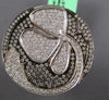 EXTRA LARGE 2.89CT DIAMOND 18KT WHITE & BLACK GOLD 3D FLOWER CIRCULAR FUN RING
