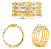 ESTATE WIDE .55CT DIAMOND 14KT YELLOW GOLD 3D CLASSIC MULTI ROW 4 STONE FUN RING