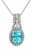 ESTATE 1.74CT DIAMOND & AAA BLUE TOPAZ 14KT WHITE GOLD OVAL & ROUND HALO PENDANT