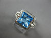 LARGE 3.5CT DIAMOND & AAA BLUE TOPAZ 14KT WHITE GOLD HALO FRIENDSHIP LOVE RING