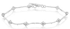 .10CT DIAMOND 14KT WHITE GOLD MULTI FLOWER BY THE YARD ADJUSTABLE HEART BRACELET