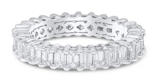 WIDE 3.73CT DIAMOND 18KT WHITE GOLD BAGUETTE ETERNITY WEDDING ANNIVERSARY RING